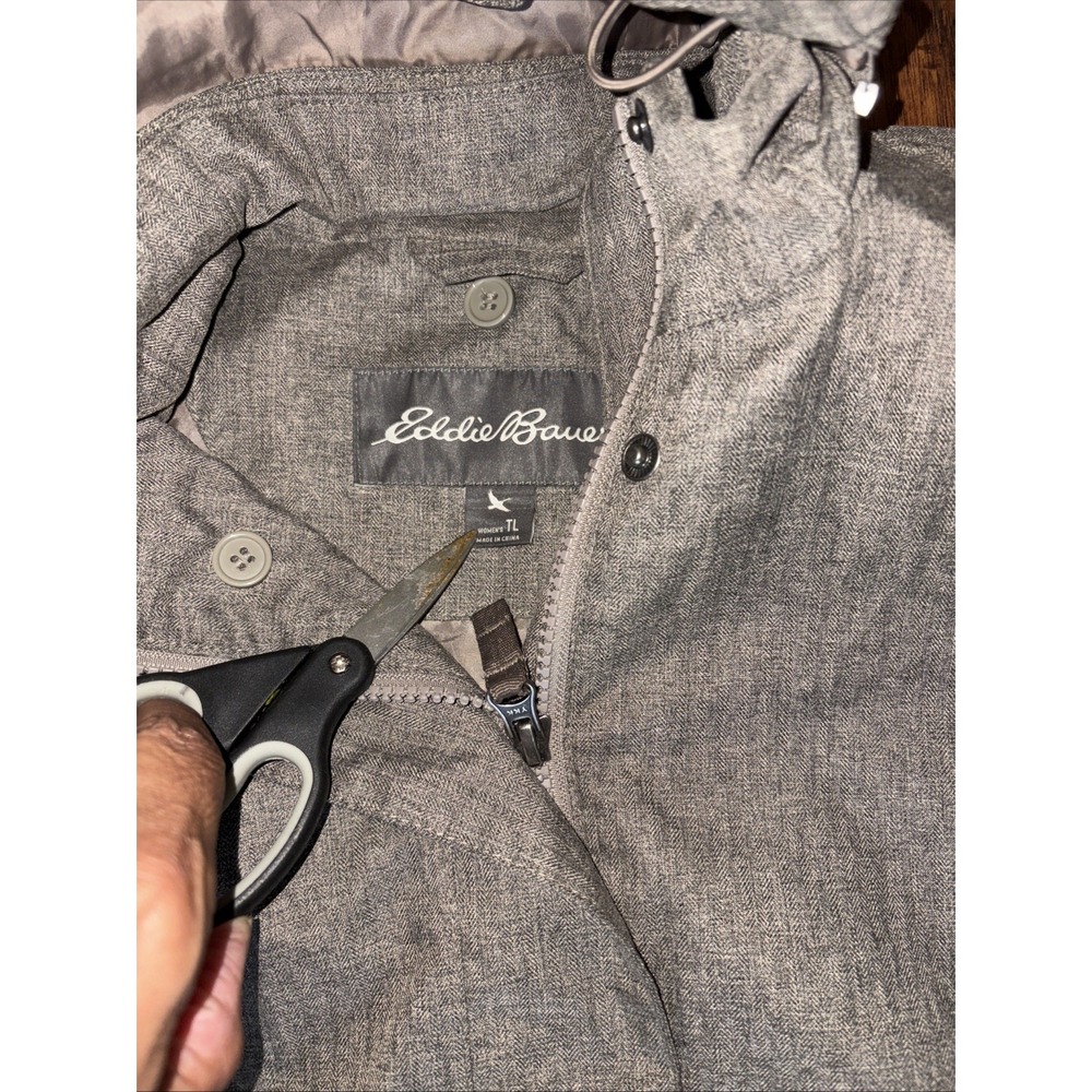 Eddie Bauer Women's L Waterproof Hooded Jacket Gray rain wind - Picture 2 of 10